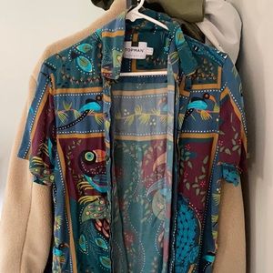 Top man button up tropical shirt